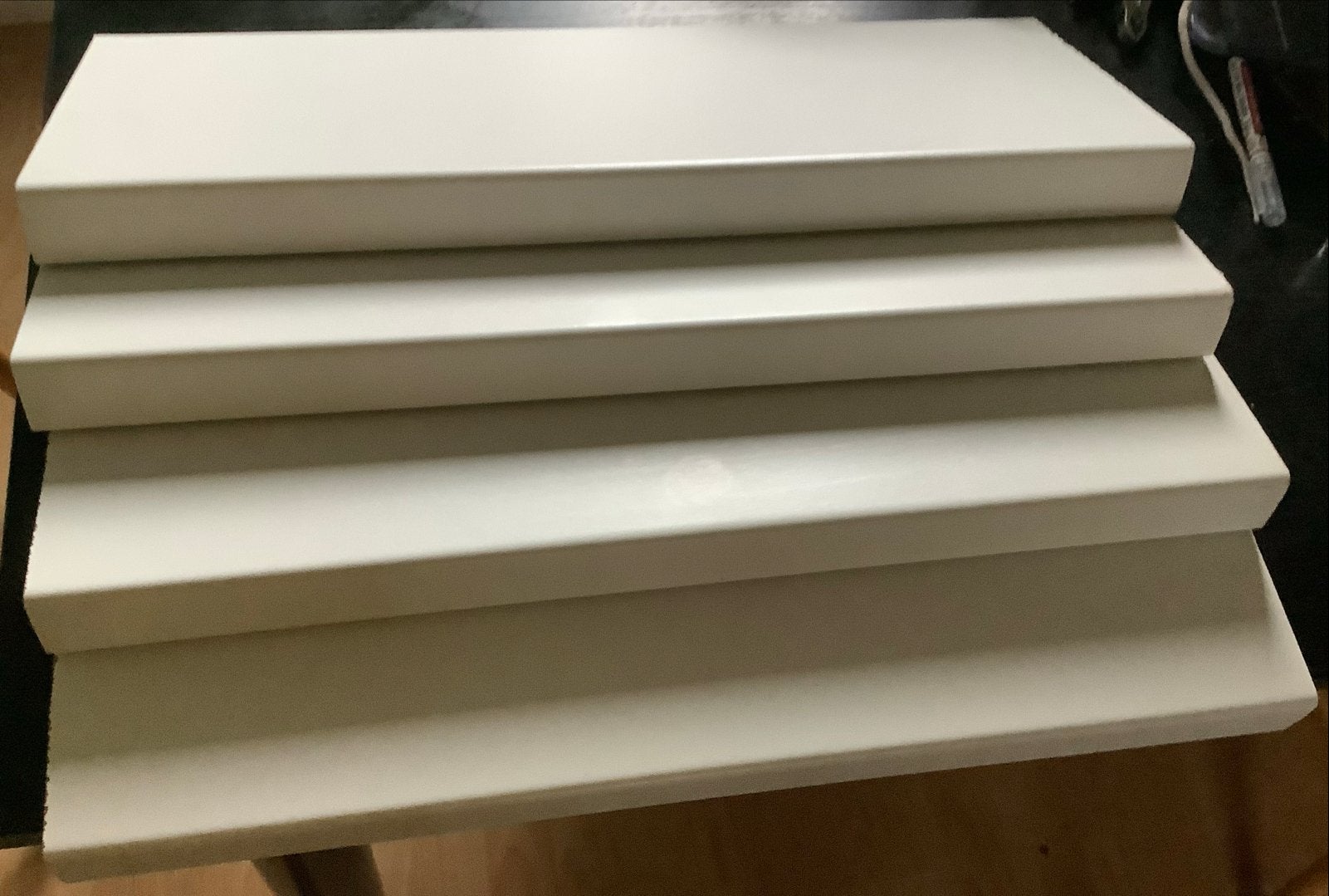 4 vensterbank panelen 54,5x20x4cm voor boven radiatoren, Ophalen, Gebruikt, Wit, Hout