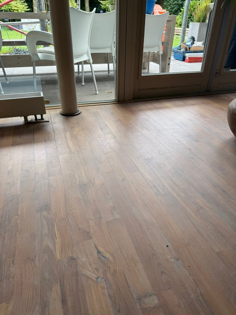 Massief Deens eiken vloer 65m2, Ophalen, Gebruikt, Vloerdelen of -planken, 10 m² of meer