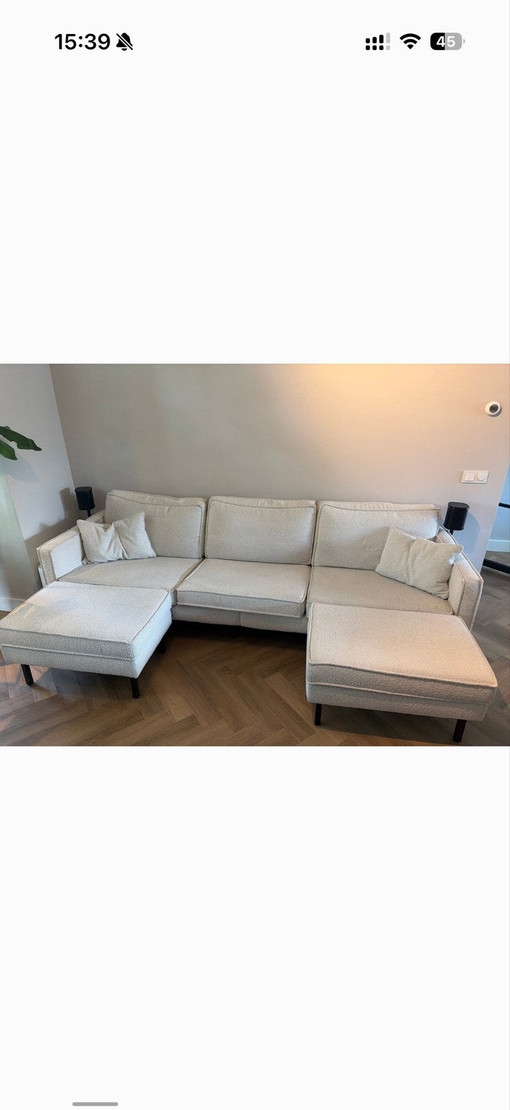 Bank met Teddy/Bouclé Stof  - vandaag of morgen ophalen, Huis en Inrichting, 250 tot 300 cm, Hoekbank, 75 tot 100 cm, Ophalen of Verzenden