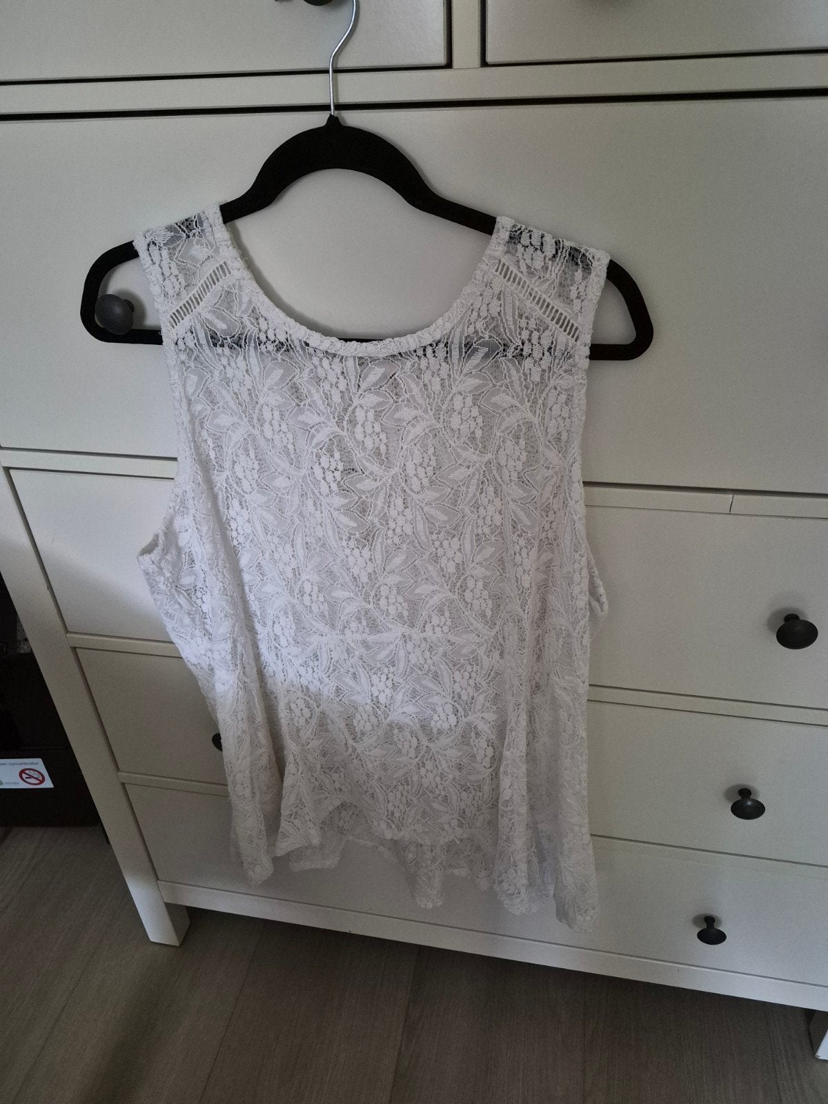 Witte kanten top MS Mode XXL, Kleding | Dames, Tops, Zo goed als nieuw, Maat 46/48 (XL) of groter, Wit, Zonder mouw, Ophalen of Verzenden