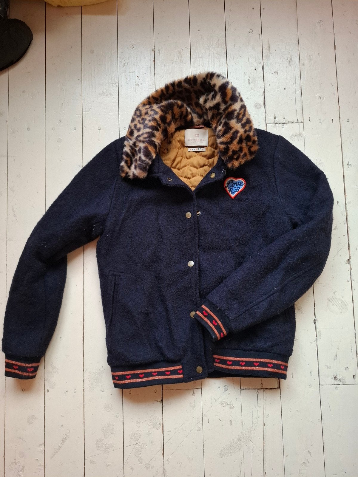 Scotch & Soda jas met luipaardkraag - Maat 16/176 (XXS), Kinderen en Baby's, Ophalen of Verzenden, Zo goed als nieuw, Scotch & Soda