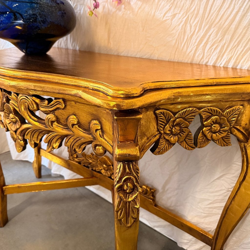 brocante sidetable - 110 x 45 cm - goud - Gratis bezorgd, TTM Wonen, Meubels – (Perzische) Tapijten en Woonaccessoires, 100 tot 150 cm