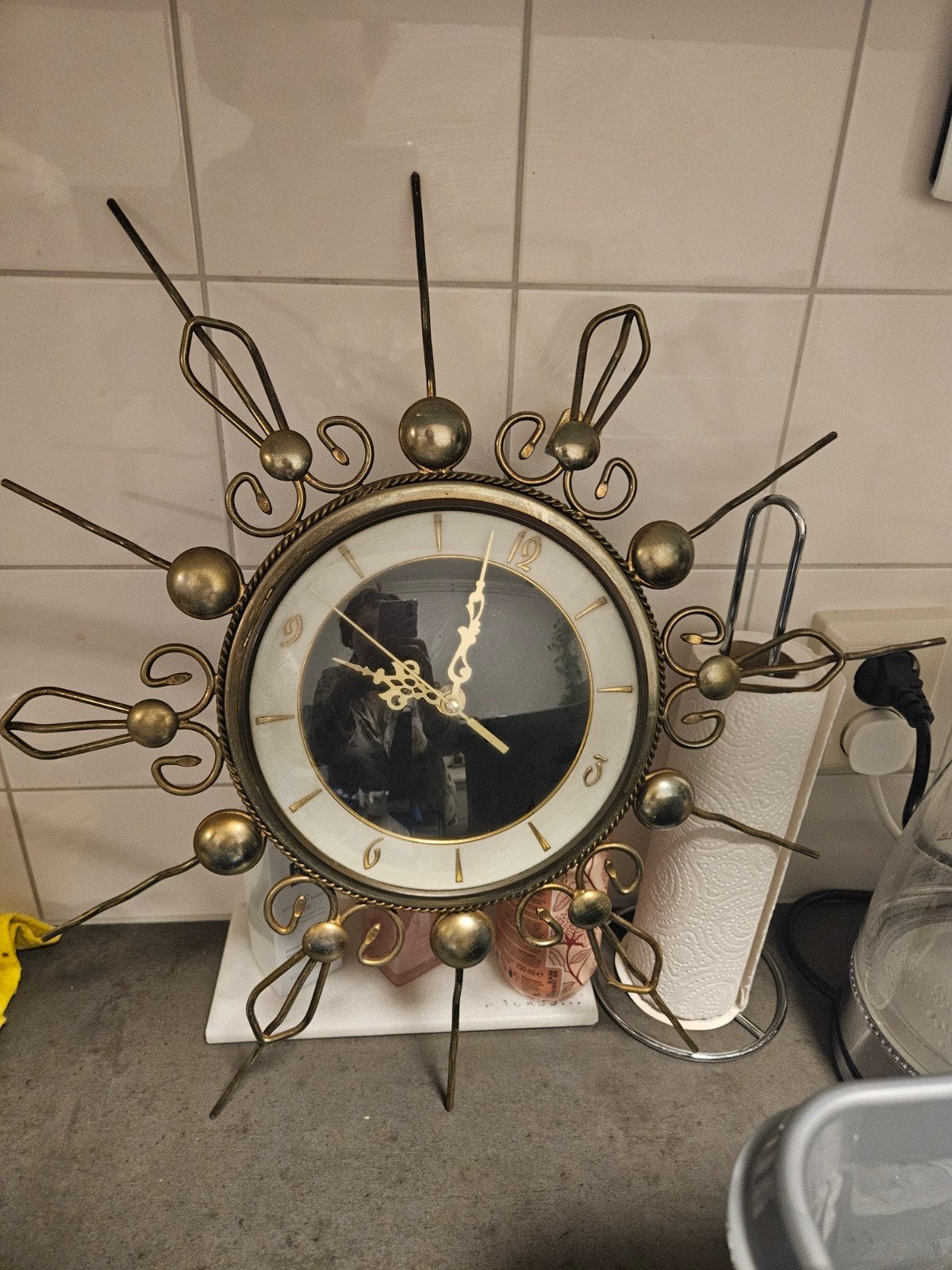 Vintage wandklok - Zon design, Ophalen of Verzenden