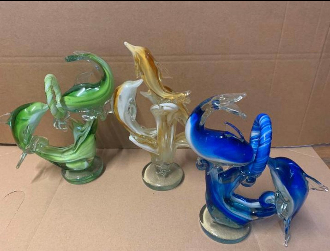 3 x glas dolfijnen, Ophalen of Verzenden