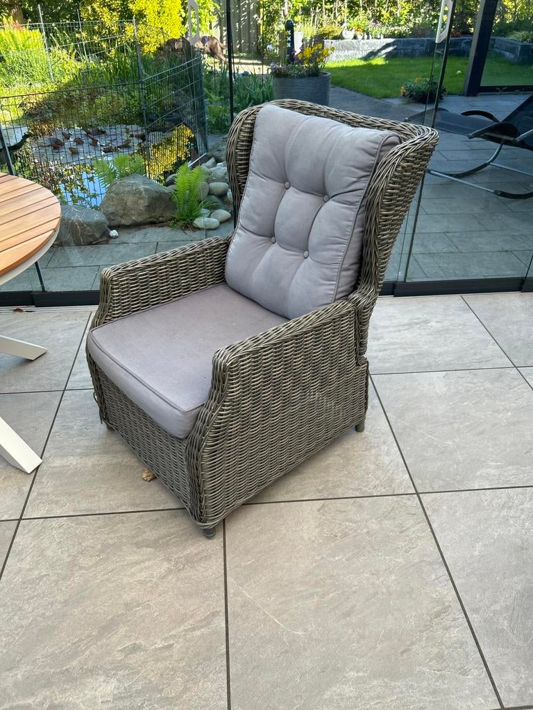 2x Comfortabele lounge stoel met kussens, Tuin en Terras, Ophalen, Gebruikt, Kunststof, Loungeset