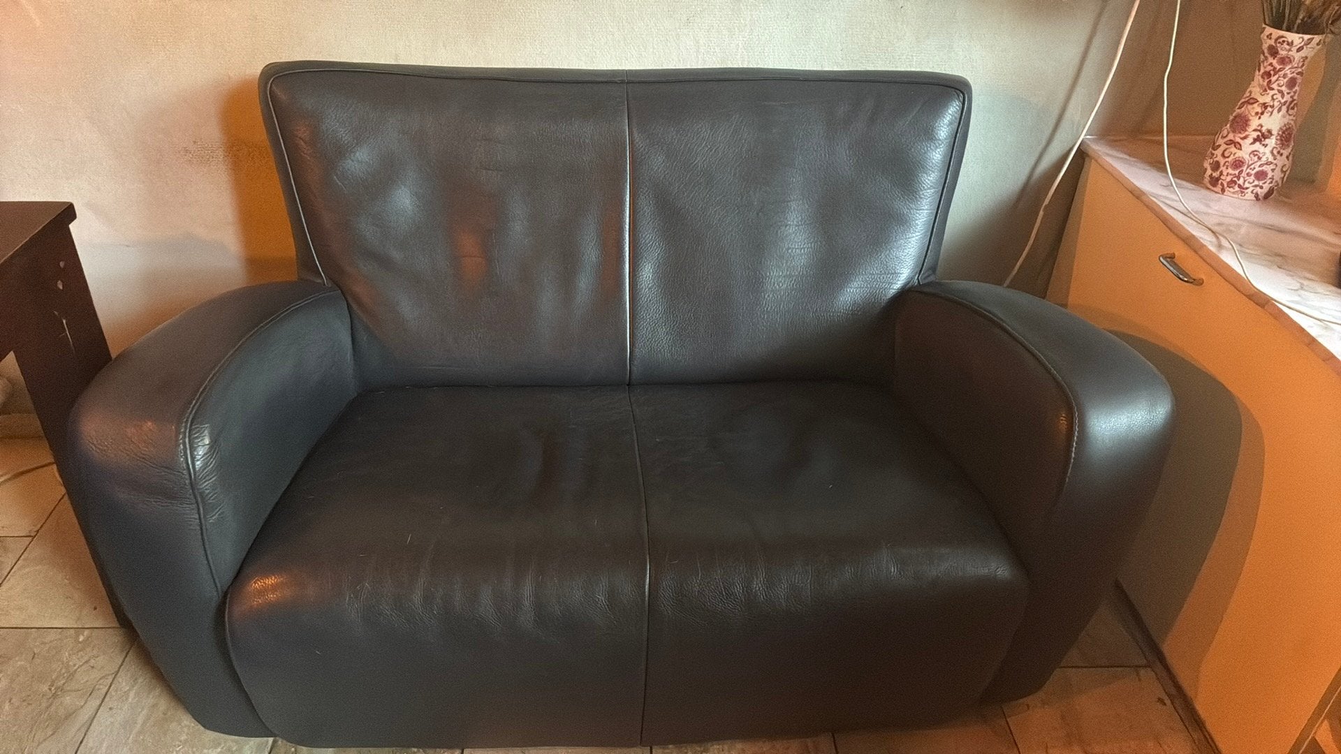 lederen bank  van 't Anker, Ophalen, Tweepersoons, Zo goed als nieuw, Minder dan 150 cm