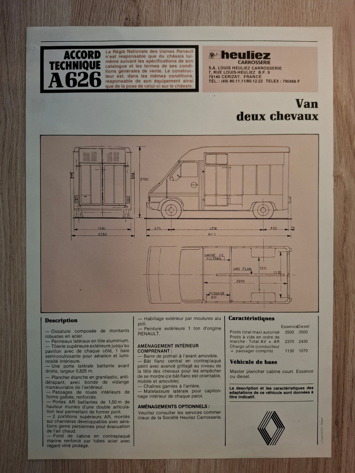 Renault Master Van 'deux chevaux' Heuliez sheet, Ophalen of Verzenden, Gelezen, Renault
