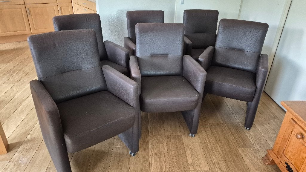 6 Eetkamerstoelen, Ophalen, Gebruikt, Bruin, Vijf, Zes of meer stoelen