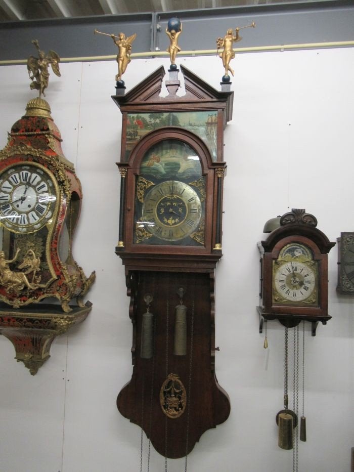 Oer 10340 ANTIEKE 14 bellen MUZIEK dubbelkaps staartklok, Antiek en Kunst, Ophalen
