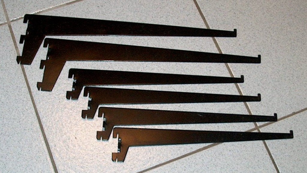 ijzeren plankdragers zwart (enkel) 35cm en 45cm, Ophalen, Gebruikt