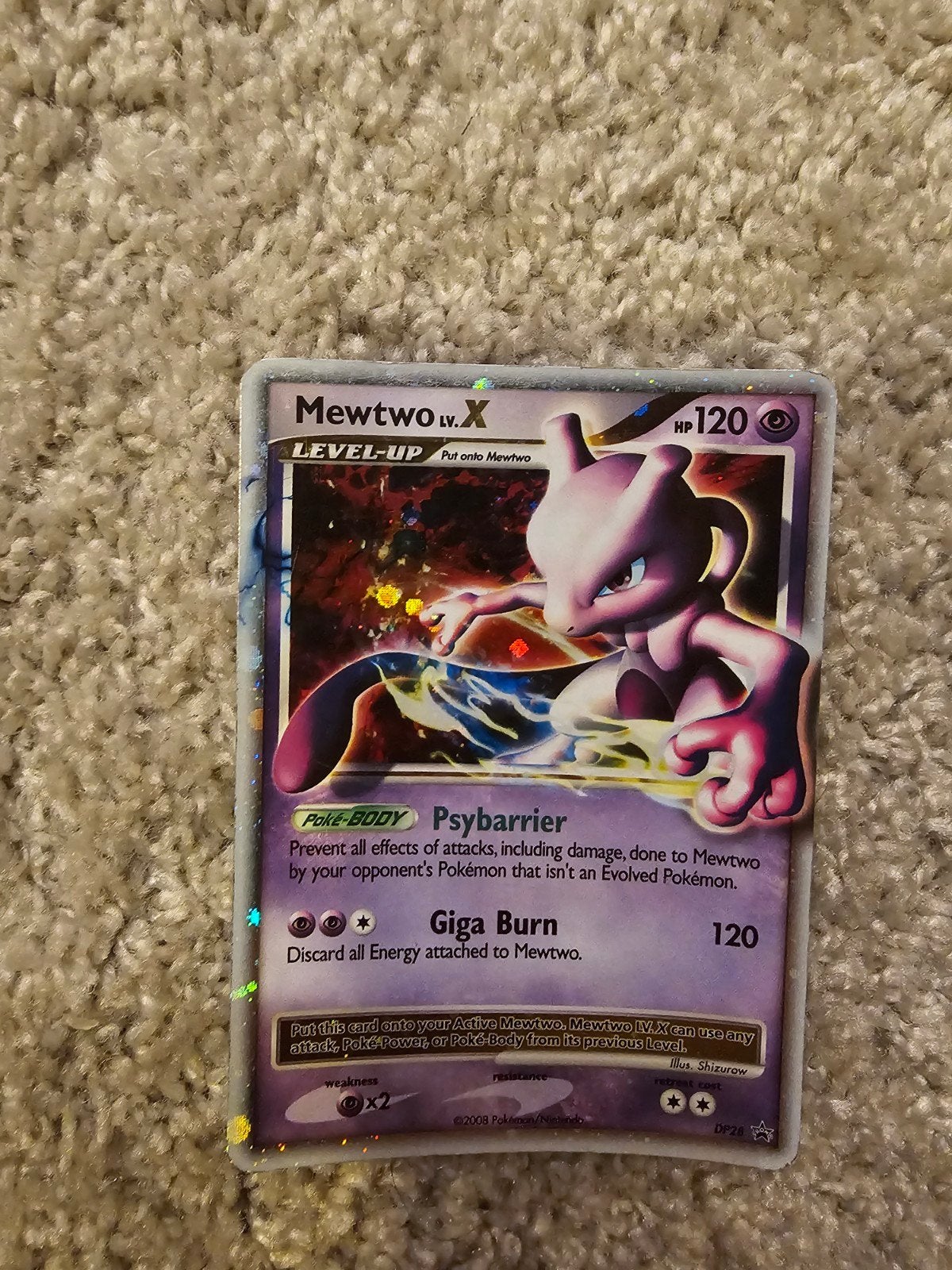 Mewtwo LV.X (DP28) Pokémon Kaart Diamond & Pearl Promo, Ophalen of Verzenden, Gebruikt, Losse kaart, Foil