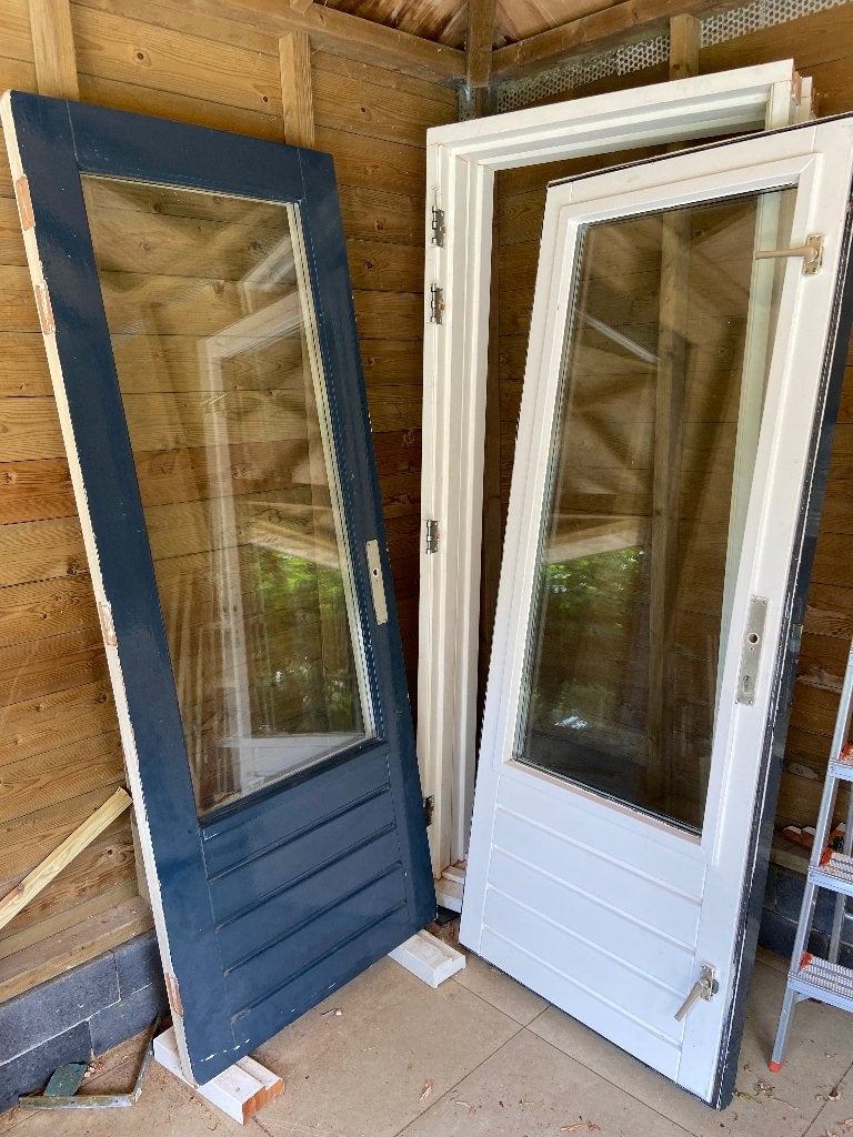 hardhouten deur met kozijn, Ophalen, Gebruikt, Minder dan 80 cm, Buitendeur