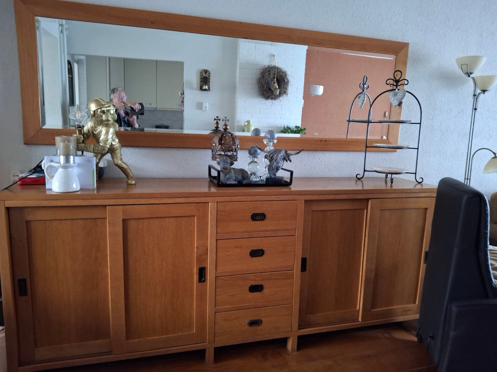 handgemaakte blank eiken Dressoir H100 B250 D50 cm. met evt, Ophalen, Eikenhout, Zo goed als nieuw, 200 cm of meer