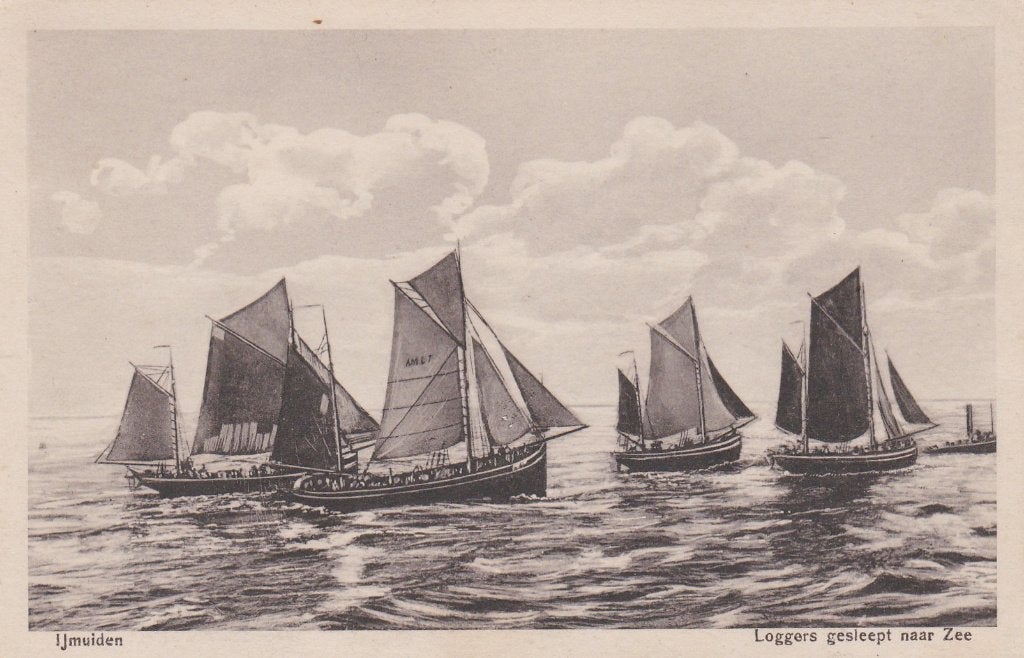 ijmuiden  loggers gesleept naar zee  1916 tekst-zegel, Ophalen of Verzenden, Voor 1920, Noord-Brabant