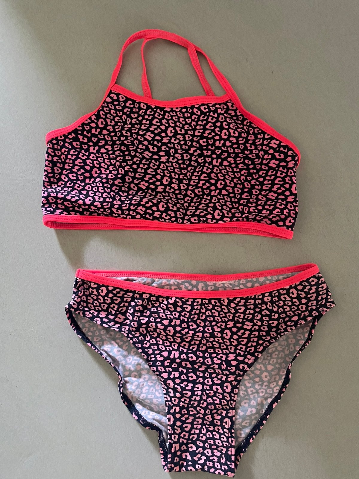 Bikini roze panterprint 152, Gebruikt, Bikiniset, Meisje, Ophalen of Verzenden