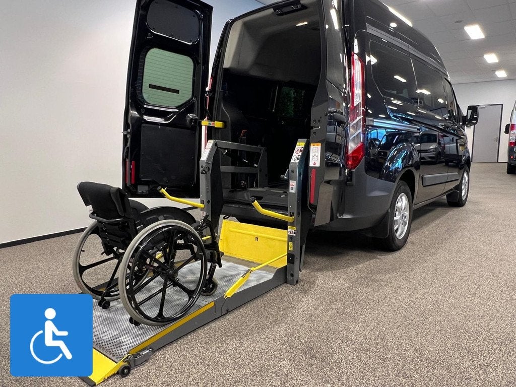 Ford Transit Custom L1H2 Rolstoelbus, Auto's, Metallic lak, Gebruikt, 4 cilinders, Zwart