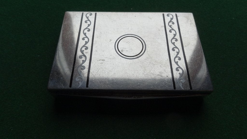 Antiek zilveren doos Emaille zwart wit - Art Deco, Antiek en Kunst, Ophalen of Verzenden, Zilver