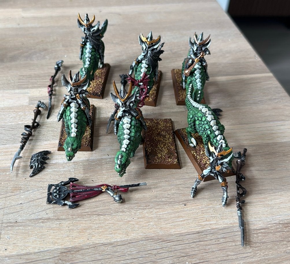 Warhammer Dark Elf 6x Cold One Knight 6th (metal) #2, Ophalen of Verzenden, Zo goed als nieuw, Warhammer