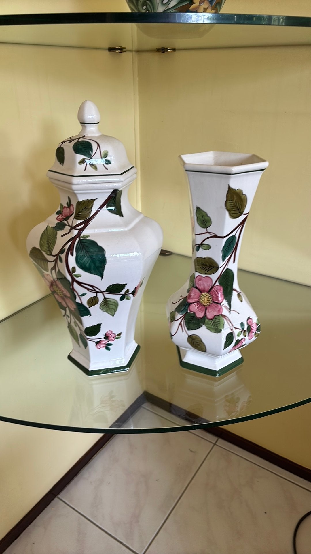 Set van 2 Italiaanse Bassano vazen - incl dekselvaas - 45cm, Antiek en Kunst, Ophalen