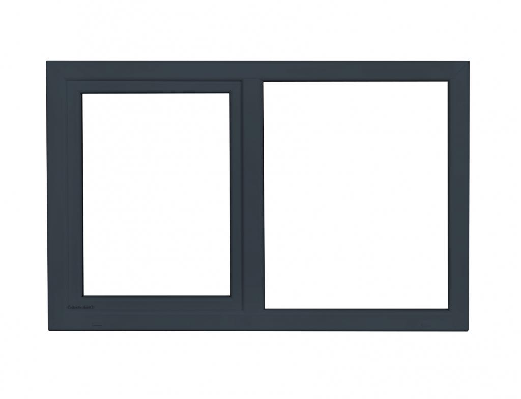 Kunststof vast-draaikiep kozijn b150 x h110 RAL 7016 / 9016, Kunststof, Raamkozijn, Niet ingevuld, Nieuw