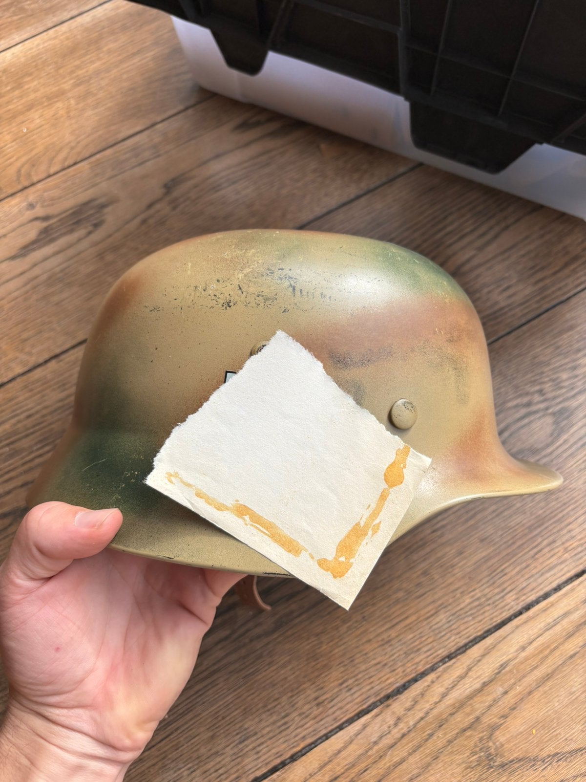 Duitse repro ss helm normandie camo, Verzamelen, Ophalen, Duitsland, Helm of Baret