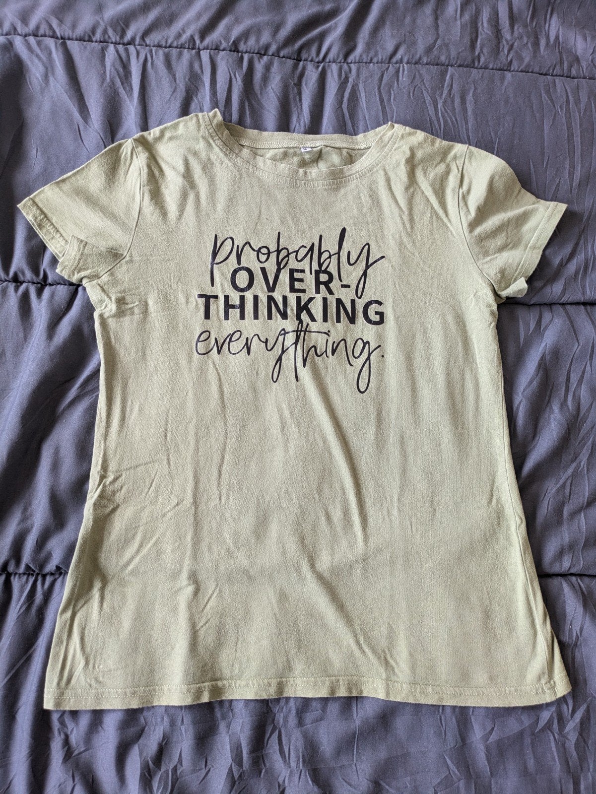 Shein T-shirt met tekst 'Probably Overthinking Everything', Maat 38/40 (M), Zwart, Ophalen of Verzenden, Korte mouw