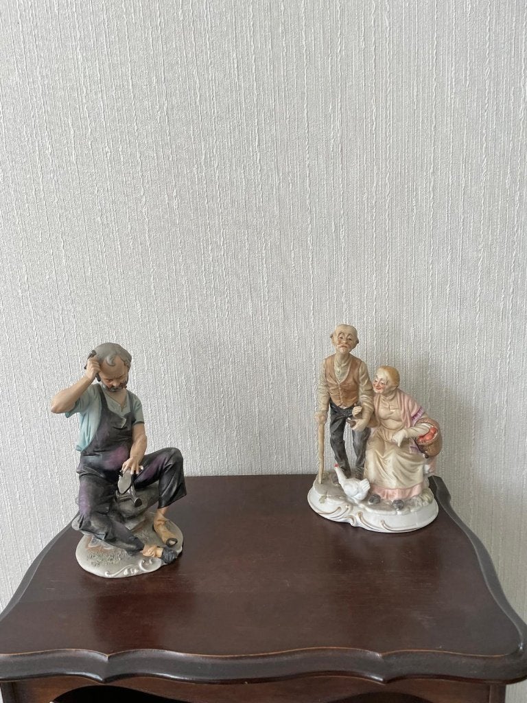 Capodimonte Beeldjes: Schoenmaker & Boerenstel met Haan, Ophalen, Gebruikt, Meerkleurig, Klassiek