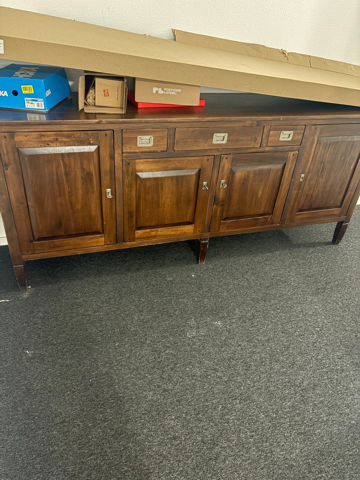 Massief houten dressoir met lades en deuren, Huis en Inrichting, Ophalen, Gebruikt, 150 tot 200 cm, Met lade(s)