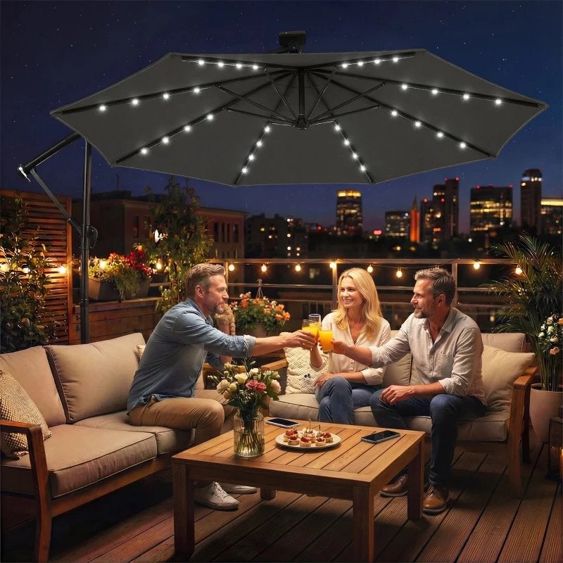 Zweefparasol met LED-verlichting en 360 draaibaar NIEUW, Kantelbaar, Nieuw, Zweefparasol, 2 tot 3 meter