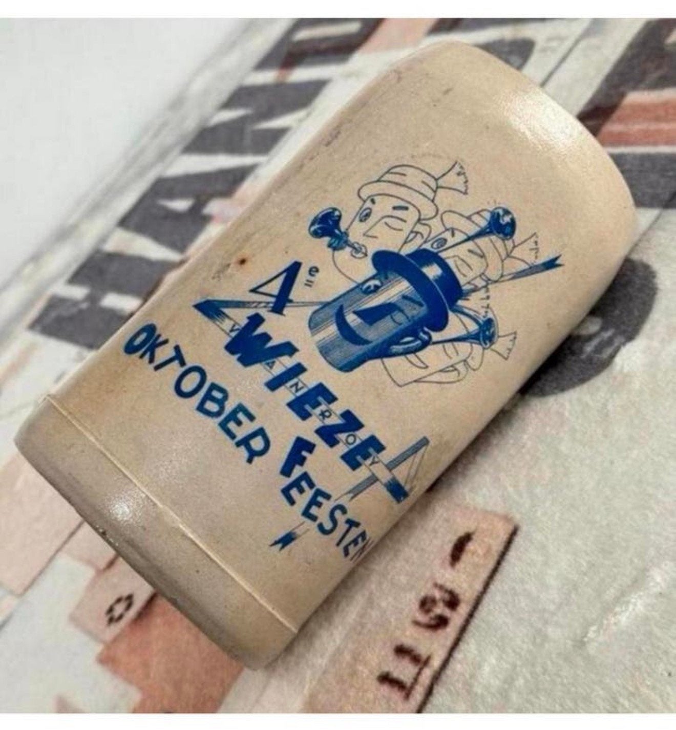 Vintage Wieze bierpot bierpul bier pot 1 Liter steen oktober, Ophalen of Verzenden, Gebruikt, Pul(len), Overige merken