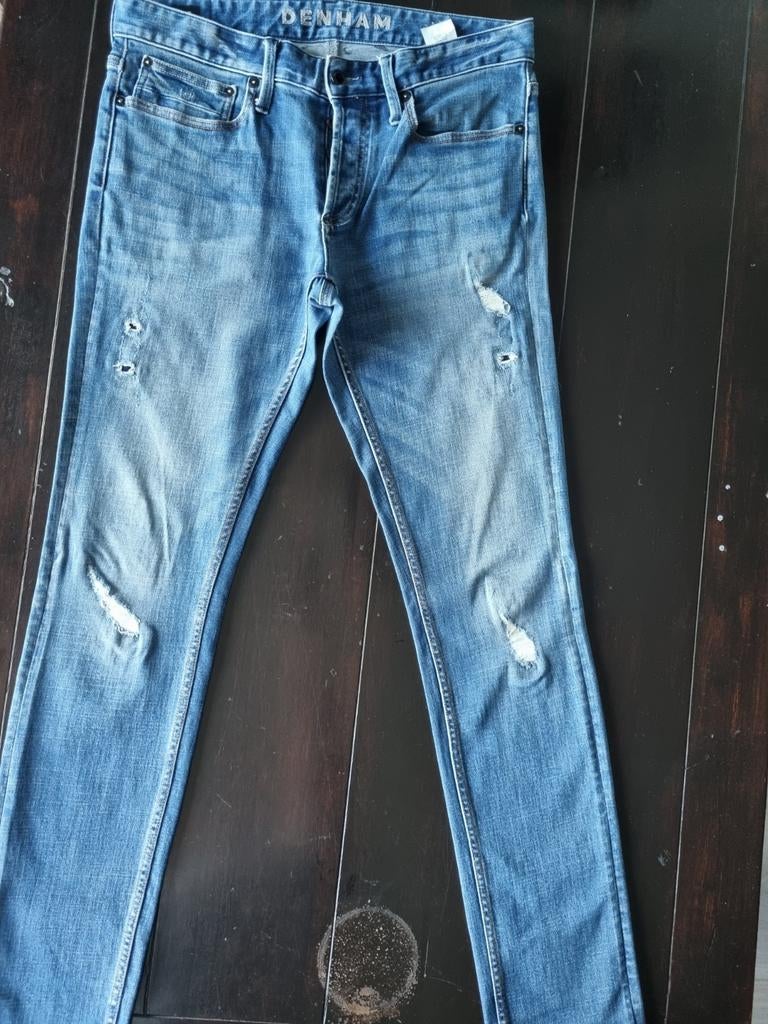ZGAN DENHAM RAZOR SLIM FIT STRETCH DESTROY JEANS SIZE 34/34!, Blauw, Ophalen of Verzenden, Zo goed als nieuw, W33 - W34 (confectie 48/50)