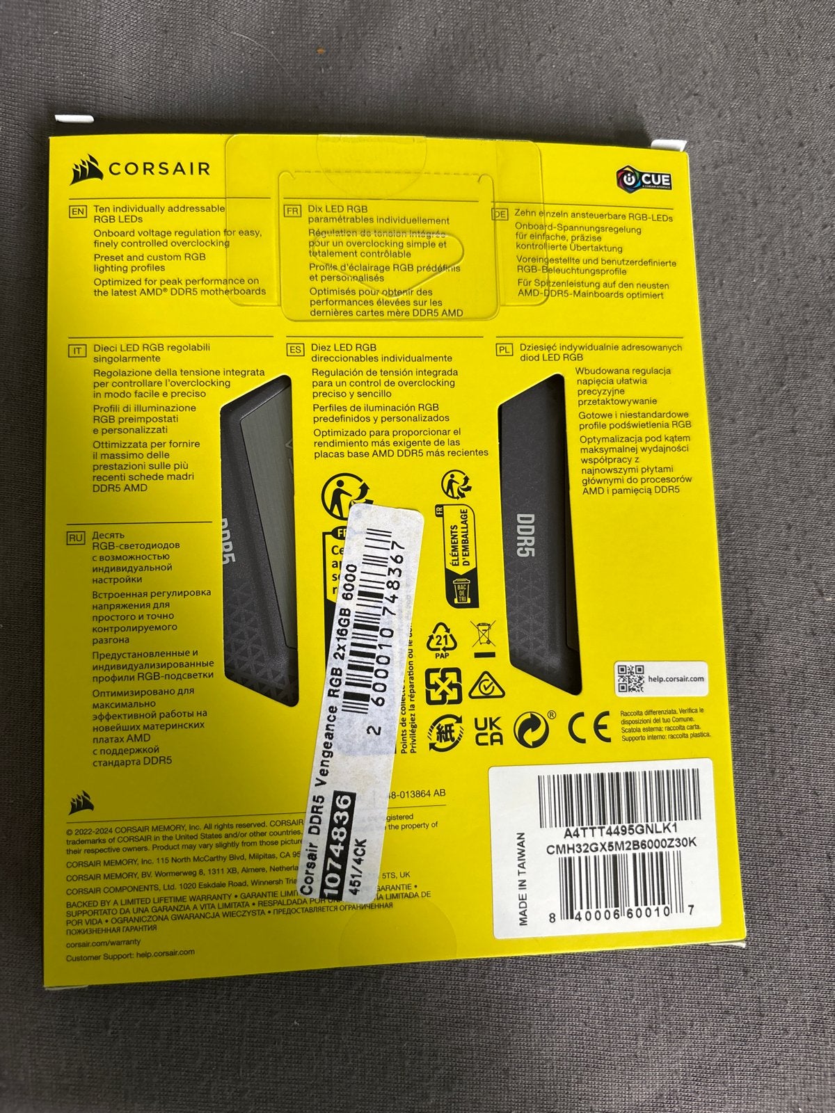 Corsair Vengeance RGB DDR5 RAM 32GB (2x16GB) 6000MHz, Computers en Software, RAM geheugen, 32 GB, Ophalen of Verzenden, Zo goed als nieuw