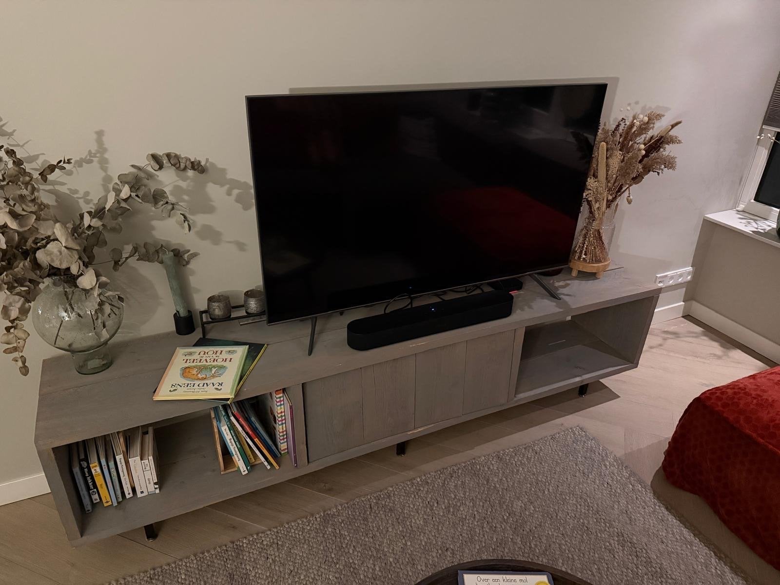 Stijlvol TV-meubel van hout - Grijs, Ophalen, Hout, Zo goed als nieuw, Modern