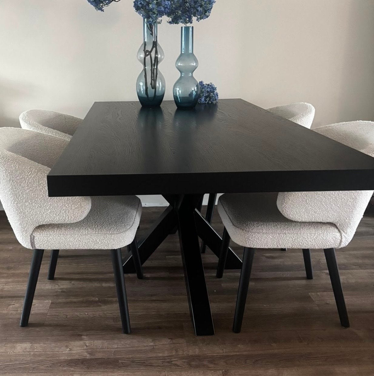 Eettafel van Atlas Interiors  - Zwart MDF met Eikenfineer, Ophalen, Eikenhout, 50 tot 100 cm, Zo goed als nieuw