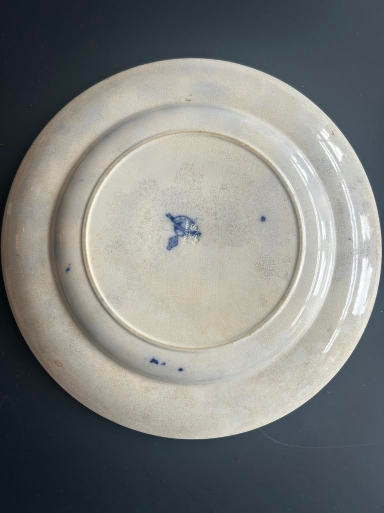 Antiek Delfts Blauw Bord - Bloemmotief, Antiek en Kunst, Antiek | Servies los, Ophalen of Verzenden