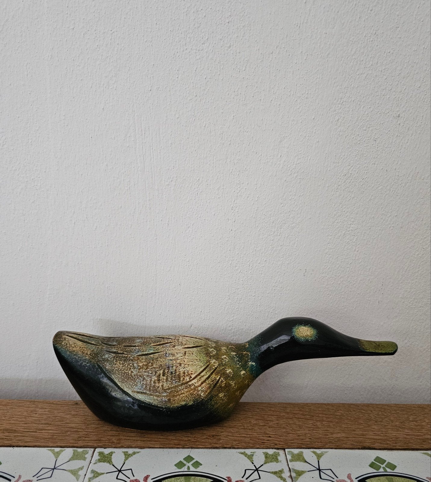 Vintage Houten Eend Decoratie - Handgeschilderd, Houtsnijwerk, Ophalen of Verzenden, Hout, Europa