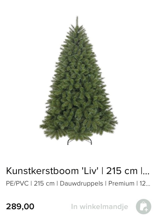 Liv 215 cm Luxe kunstkerstboom | NIEUW |, Nieuw, Ophalen of Verzenden, Nvt, Nvt
