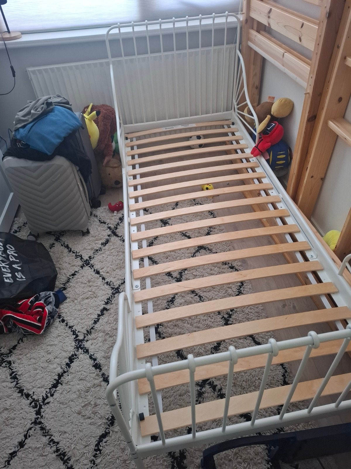 Meegroeibed wit spijlen, Ophalen, Gebruikt, 70 tot 85 cm, Matras