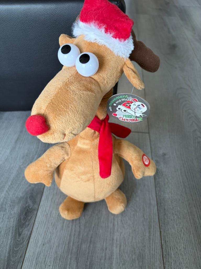 Rudolf rendier die zingt en beweegt!, Kinderen en Baby's, Speelgoed | Knuffels en Pluche, Ophalen of Verzenden, Zo goed als nieuw