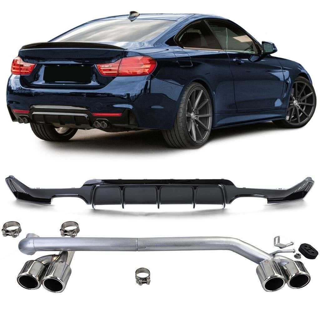 4 X Uitlaat Glans Zwart Diffuser Bmw 4 serie F32 F33 F36 M P, Verzenden, Automotive Parts, A.parts@hotmail.nl, Trasmolenlaan 12 3447 GZ Woerden