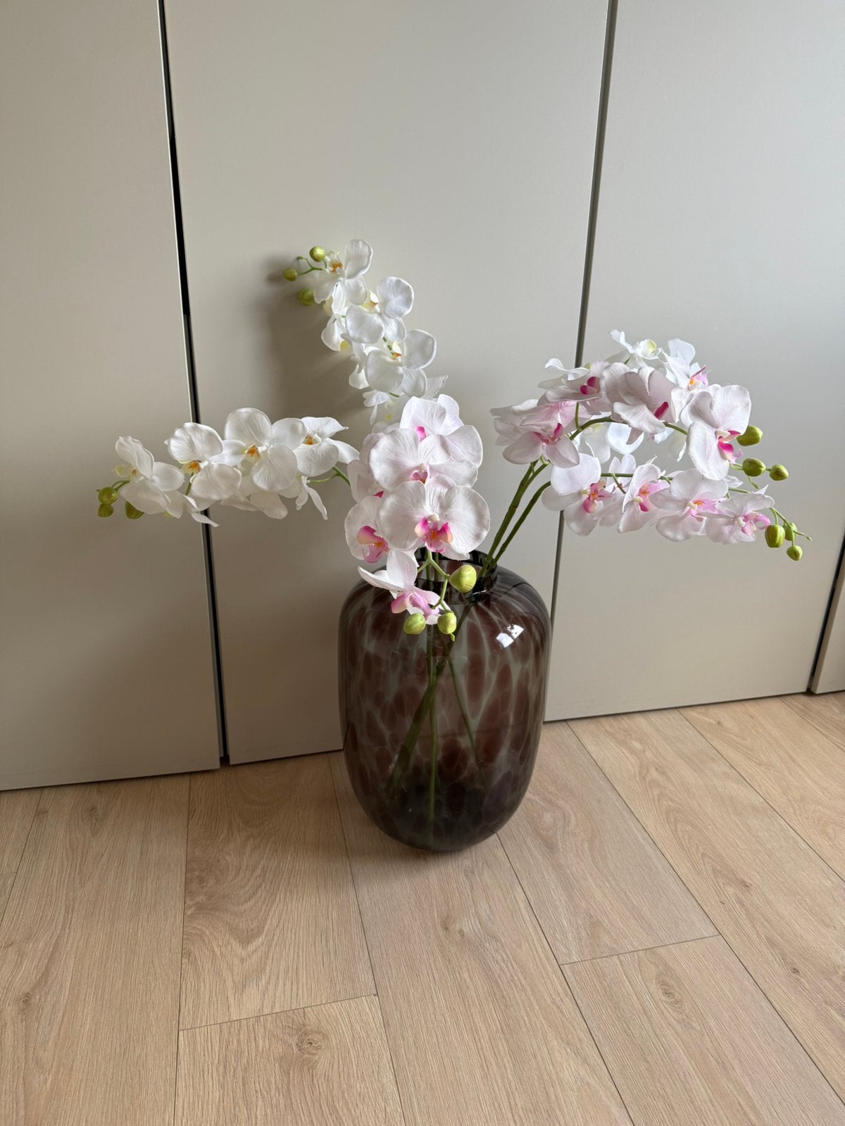Mooie kunst bloemen orchideeën wit en roze, Binnen, 55 cm, Roze, Kunstbloem