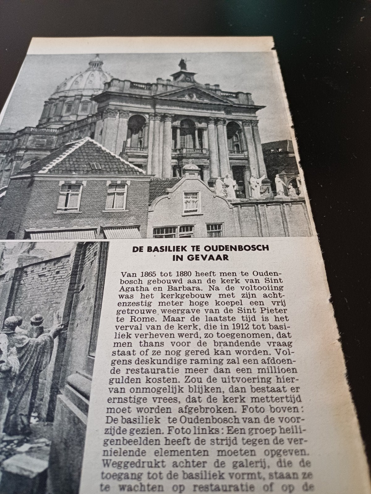 knipsel basiliek Oudenbosch 1954, Ophalen of Verzenden, 1940 tot 1960, Knipsel(s)