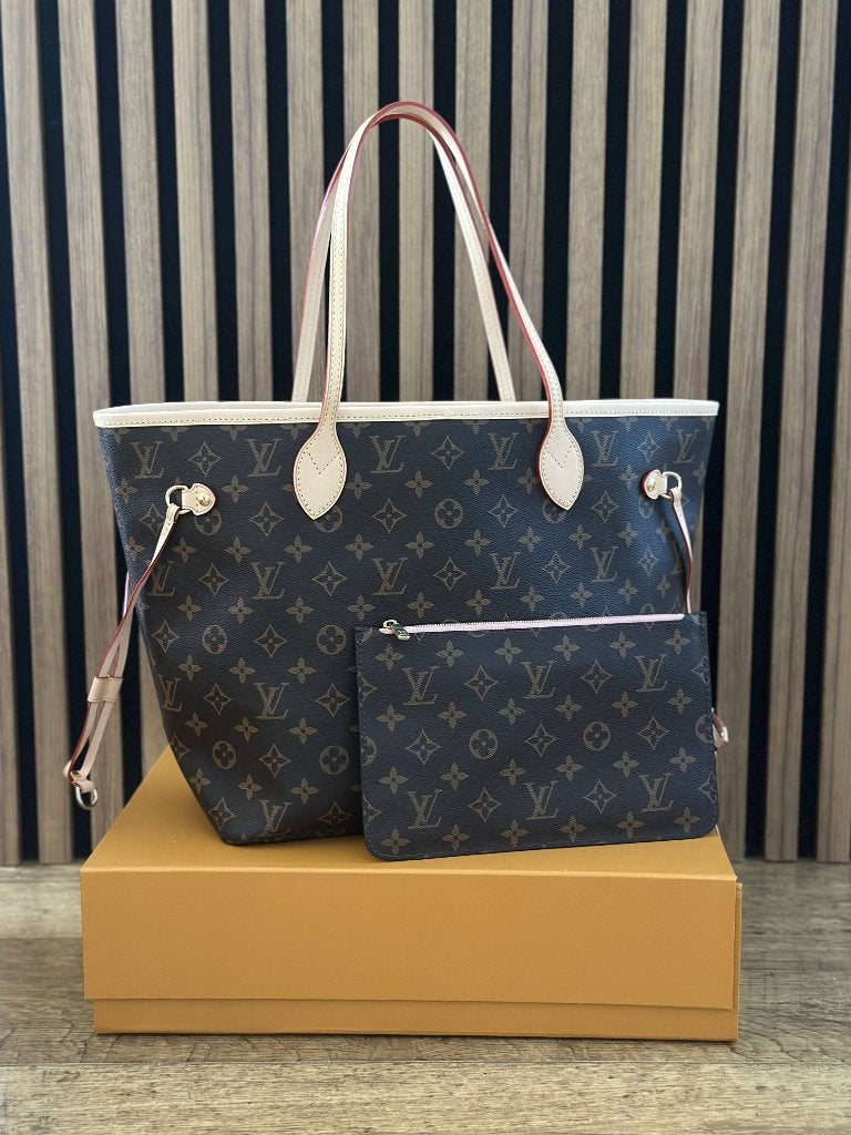 Louis Vuitton Neverfull MNG MM - Originele, Ophalen of Verzenden, Zo goed als nieuw, Bruin, Schoudertasje