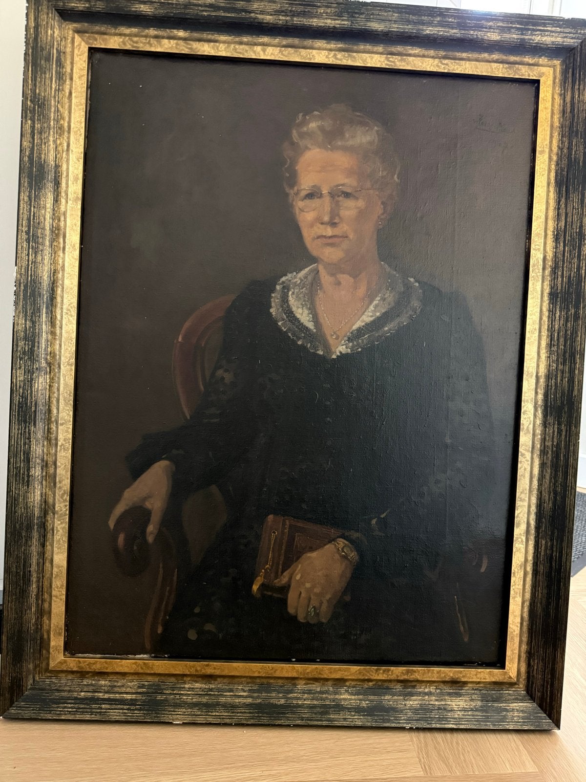 Oud portret van een dame, olieverf op doek, Harry Maas 1947, Ophalen, Gedateerd, Doek, Portret of Personen