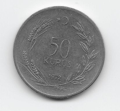 Turkije 50 kurus 1972 KM# 899, Ophalen of Verzenden, Midden-Oosten, Losse munt