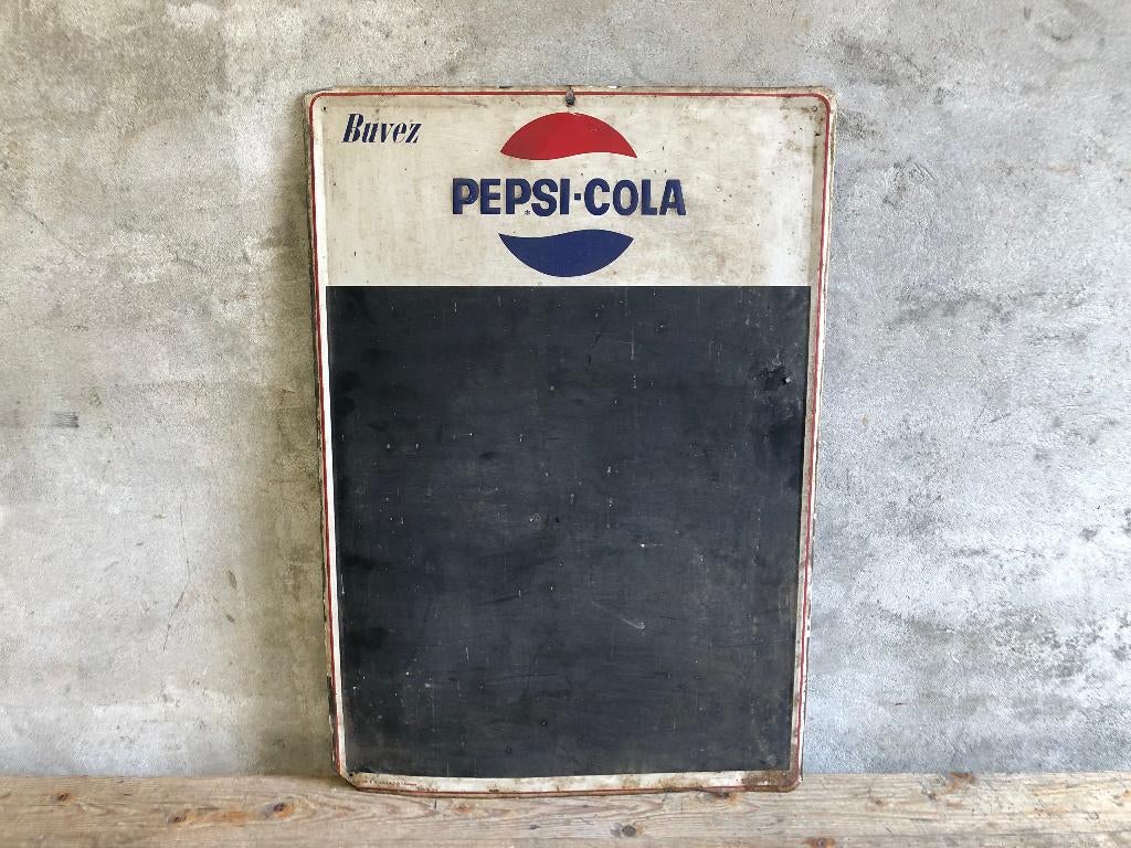 Vintage metalen reclamebord | krijtbord Pepsi-Cola Frankrijk, Ophalen of Verzenden, Gebruikt, Reclamebord