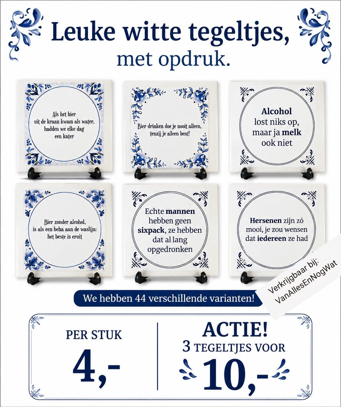 Leuke witte tegeltjes met spreuken - 44 varianten!, Antiek en Kunst, Antiek | Wandborden en Tegels, Ophalen