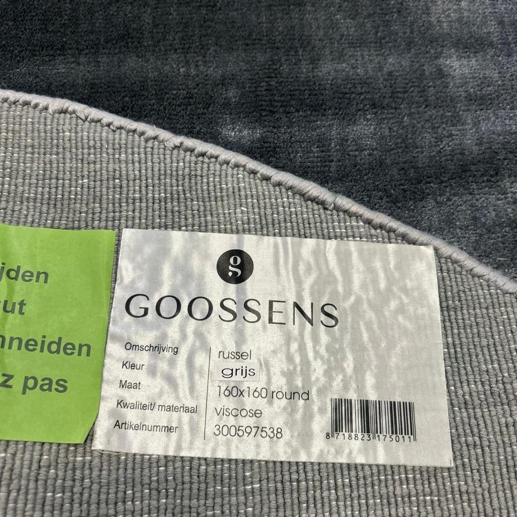 Goossens Russel Grijs Vloerkleed - 160x160cm, 150 tot 200 cm, Rond, Ophalen of Verzenden, Zo goed als nieuw