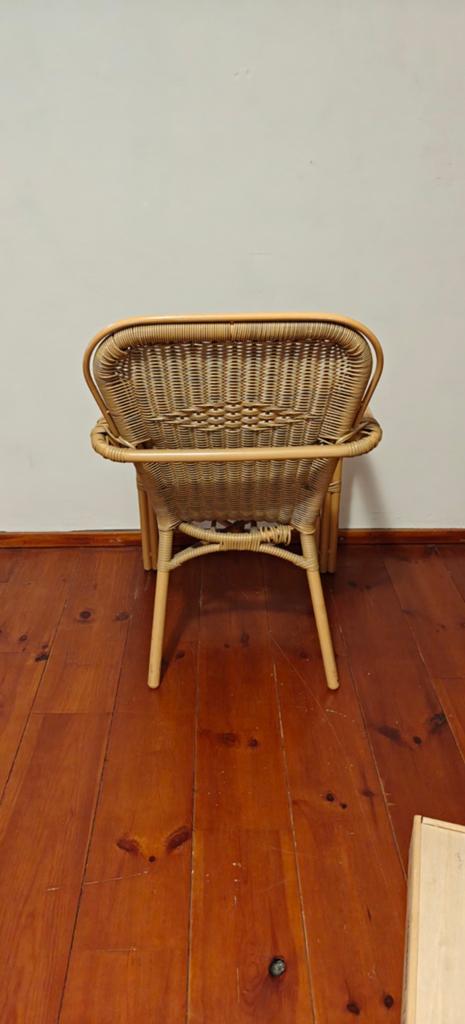 Rieten stoel met armleuningen, Huis en Inrichting, Stoelen, Gebruikt, Overige kleuren, Riet of Rotan, Eén