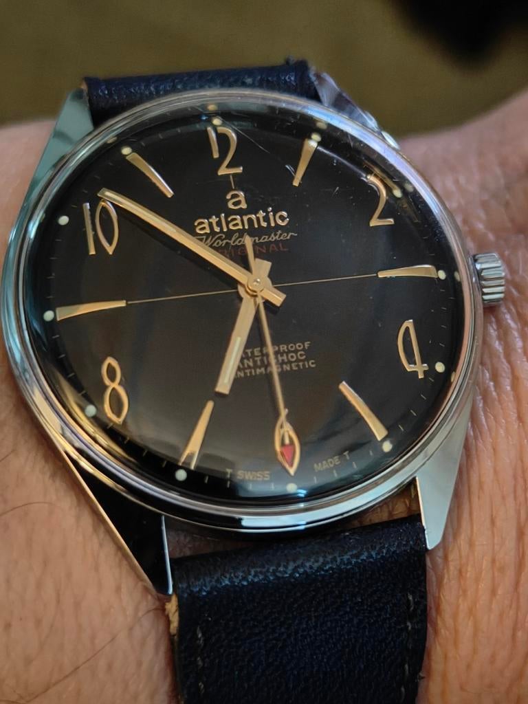 Atlantic worldtimer.., Overige merken, Staal, Met bandje, Polshorloge